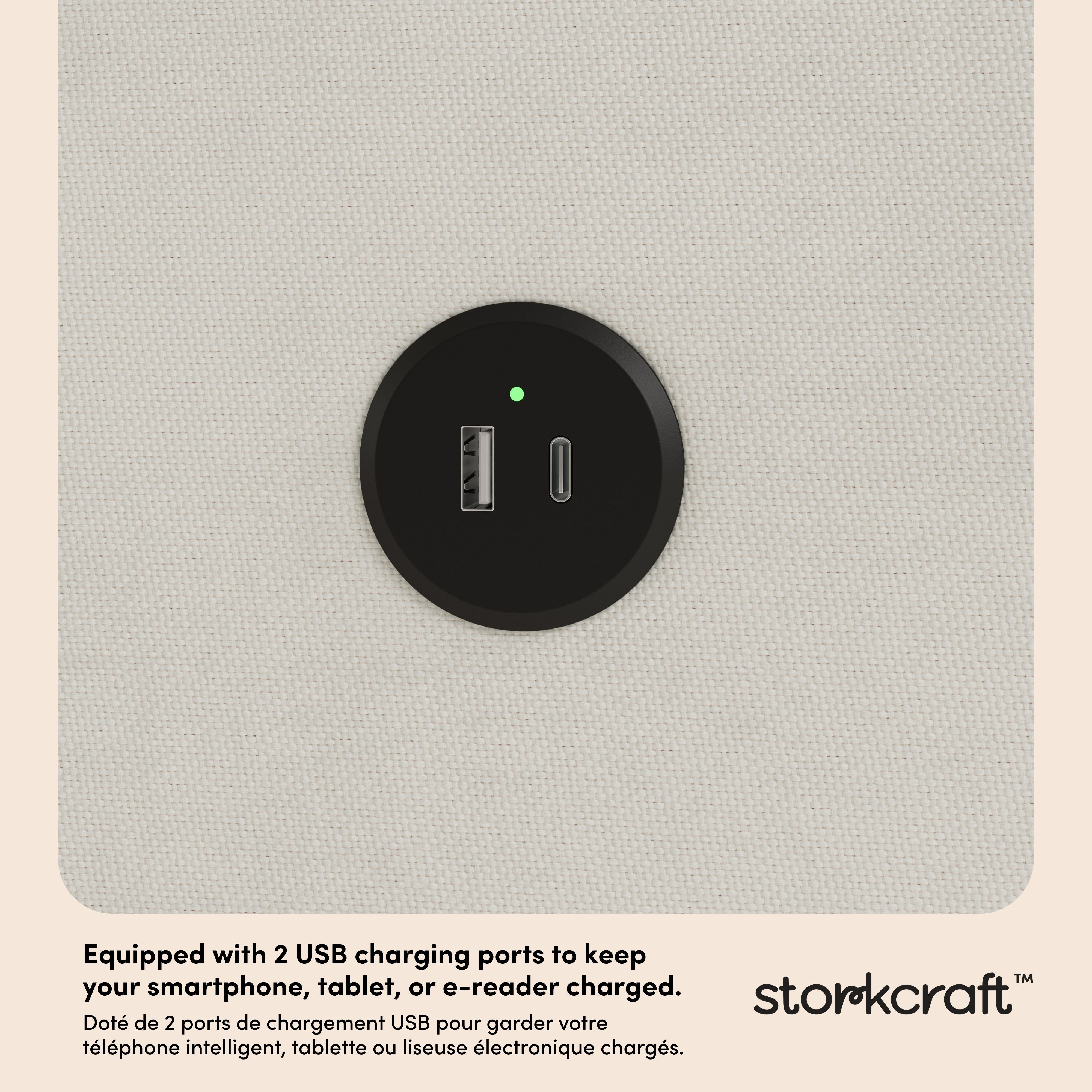 Timeless ivory recliner dual USB ports callout