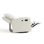 timeless ivory boucle glider side view in reclined position