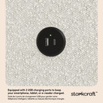 Timeless ivory boucle recliner dual USB ports callout