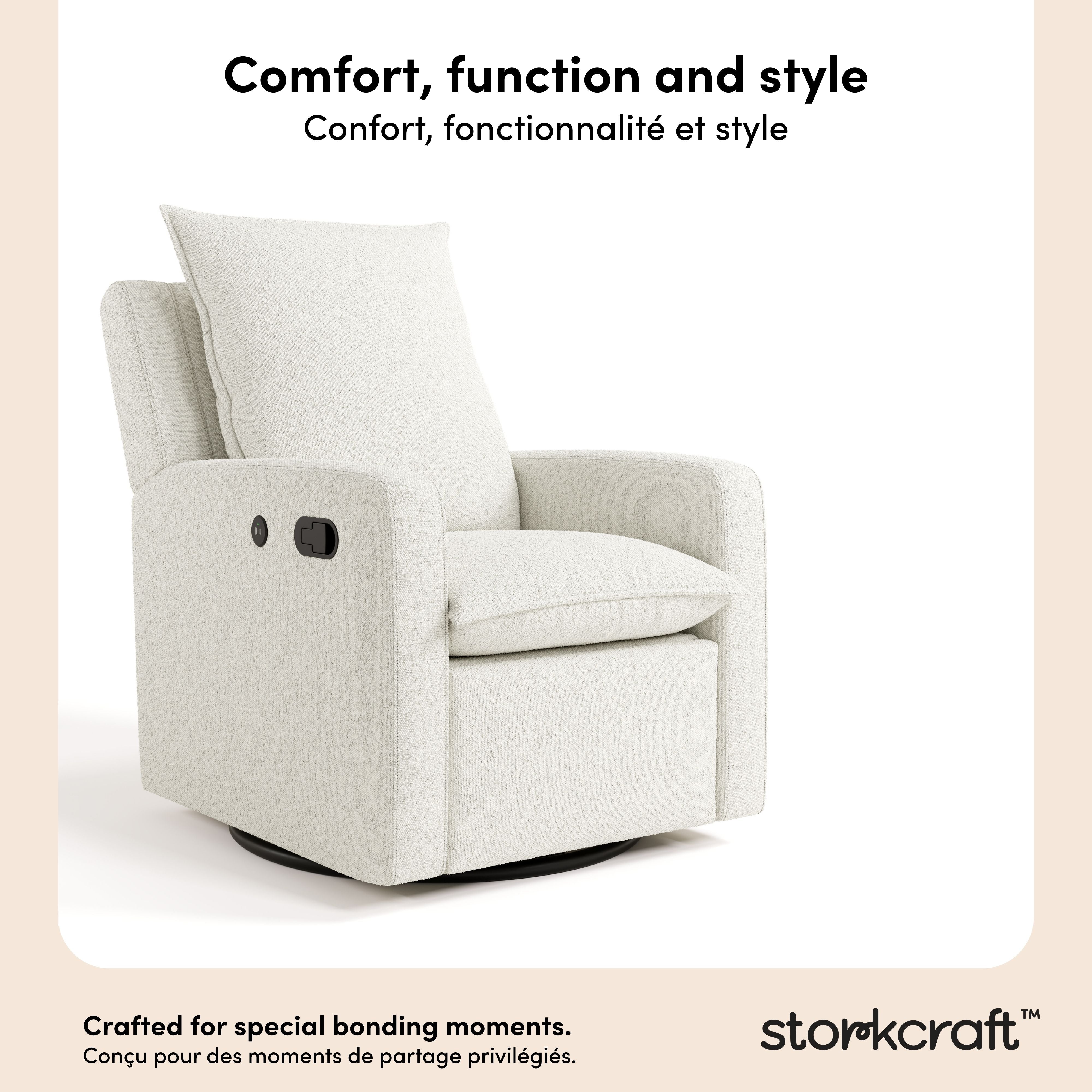 Timeless ivory boucle recliner style callout