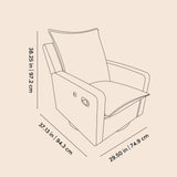 Timeless recliner line drawing with dimensions