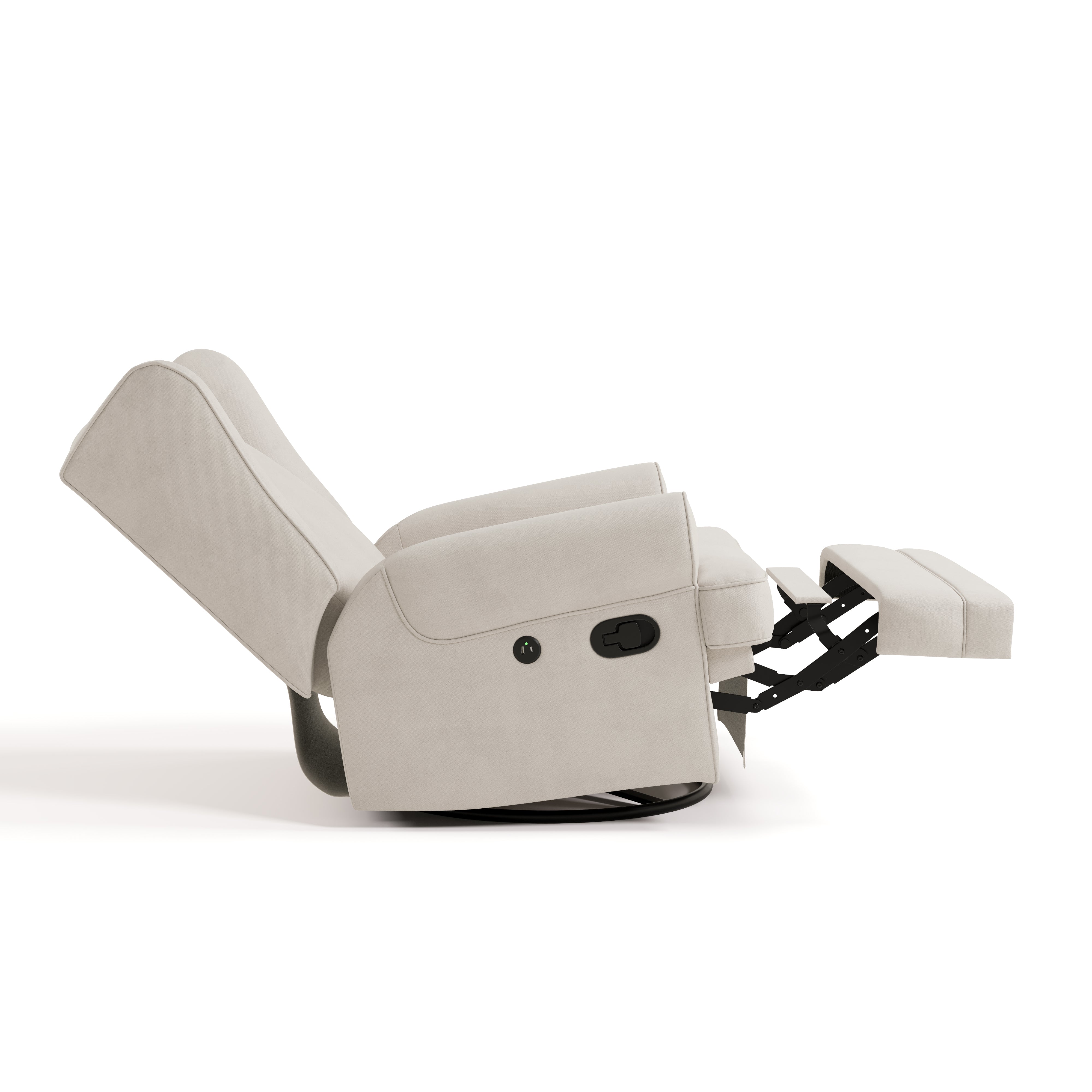 serenity ivory glider side view in reclined position