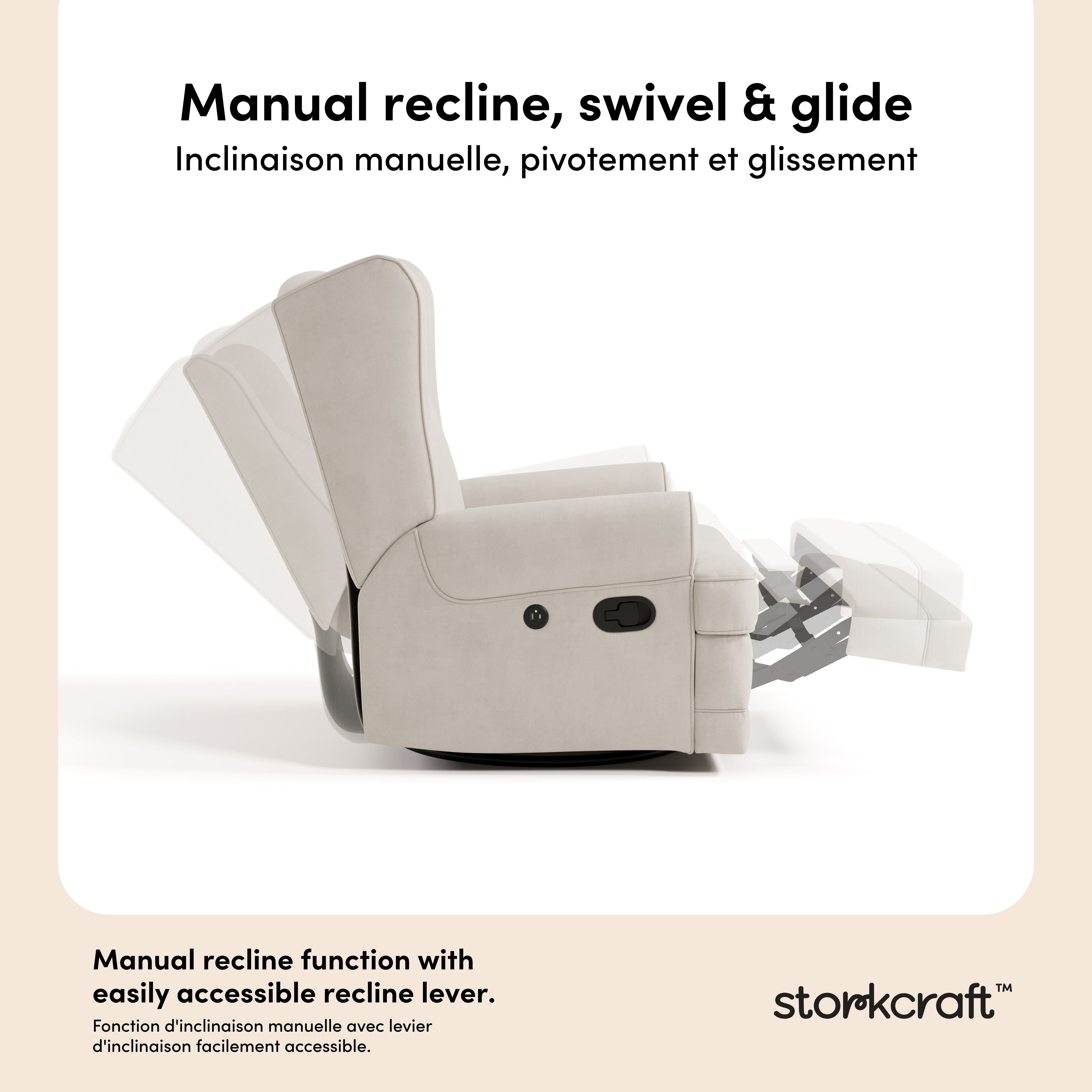 Serenity ivory recliner manual recline callout