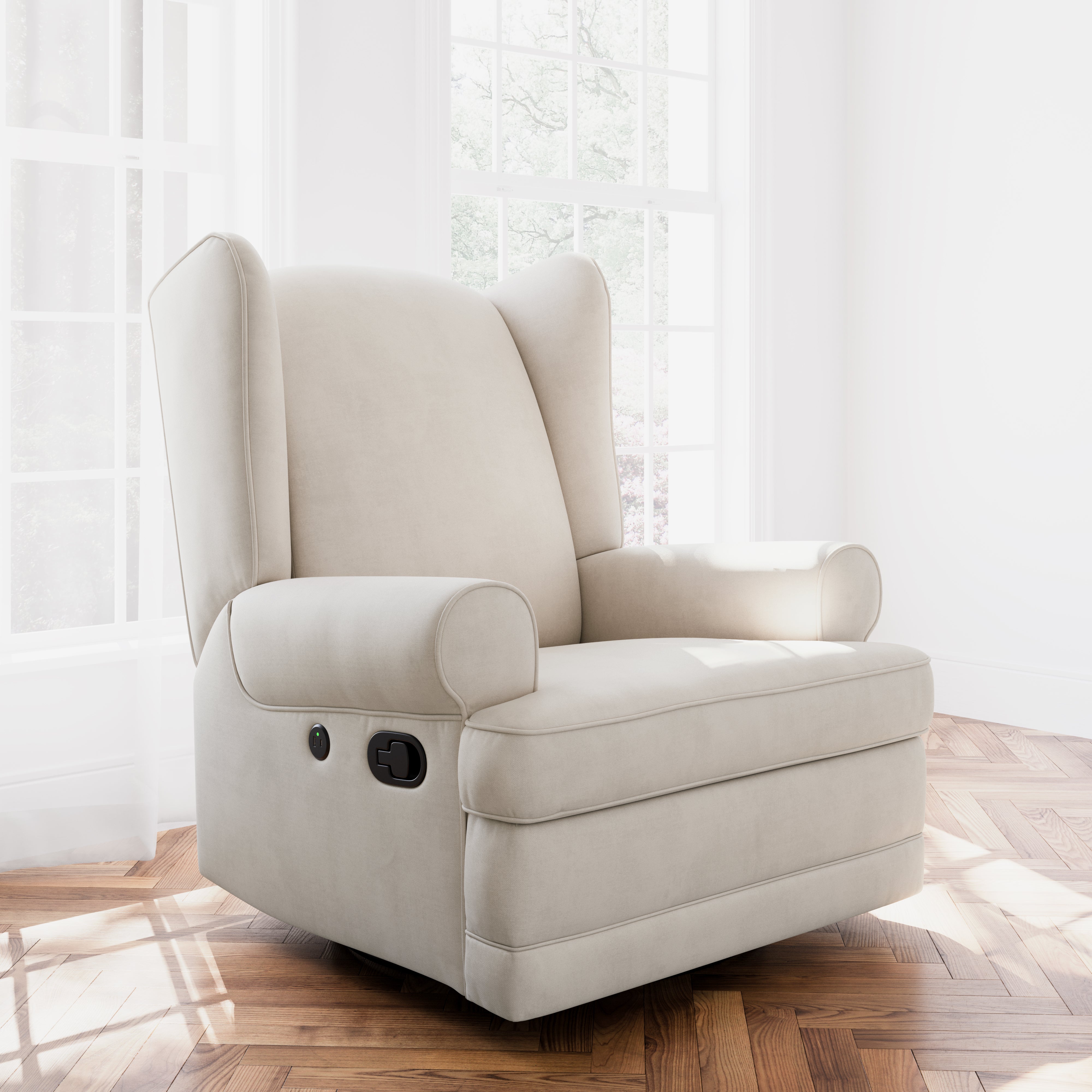 serenity ivory glider in a nursery
