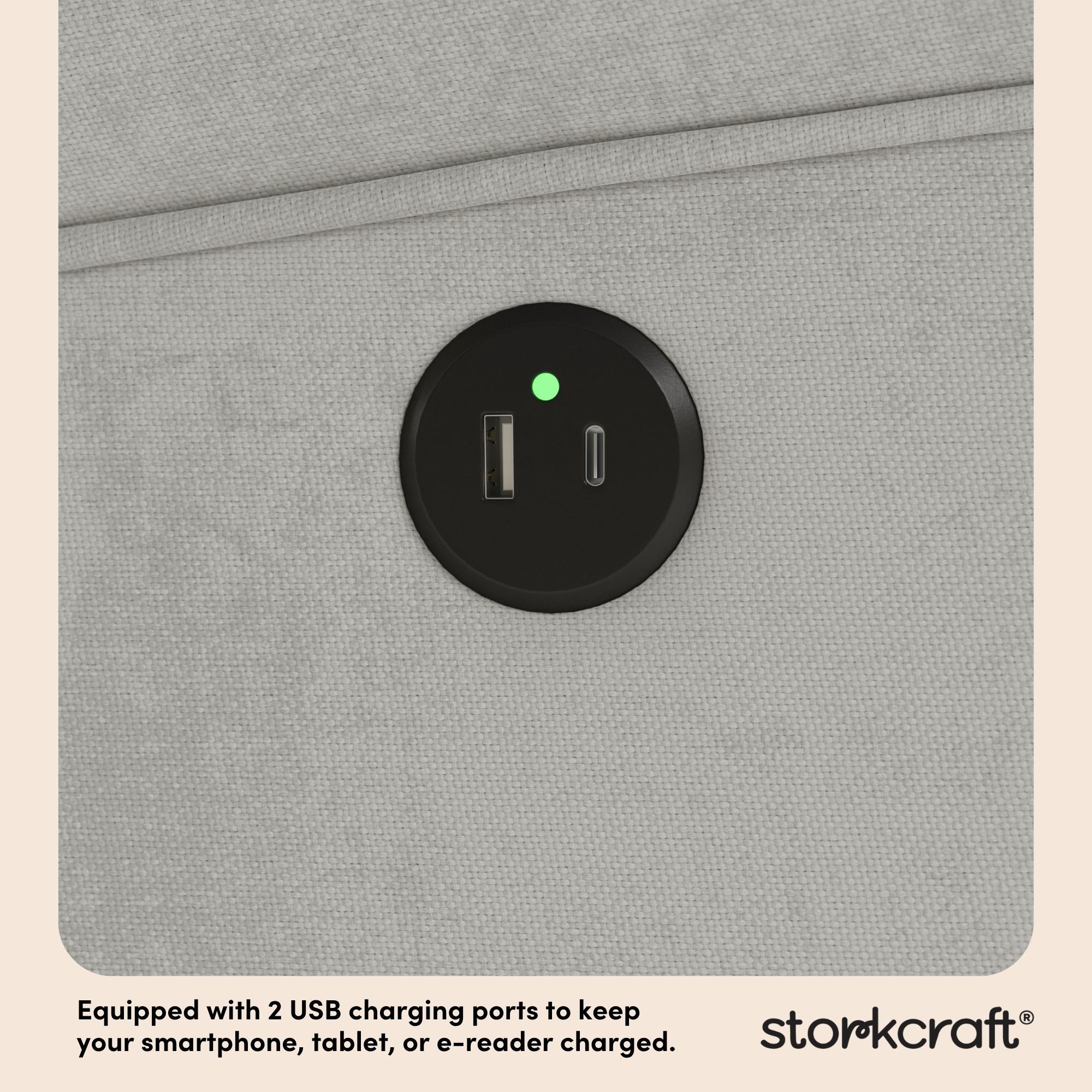 Serenity steel glider dual USB ports callout