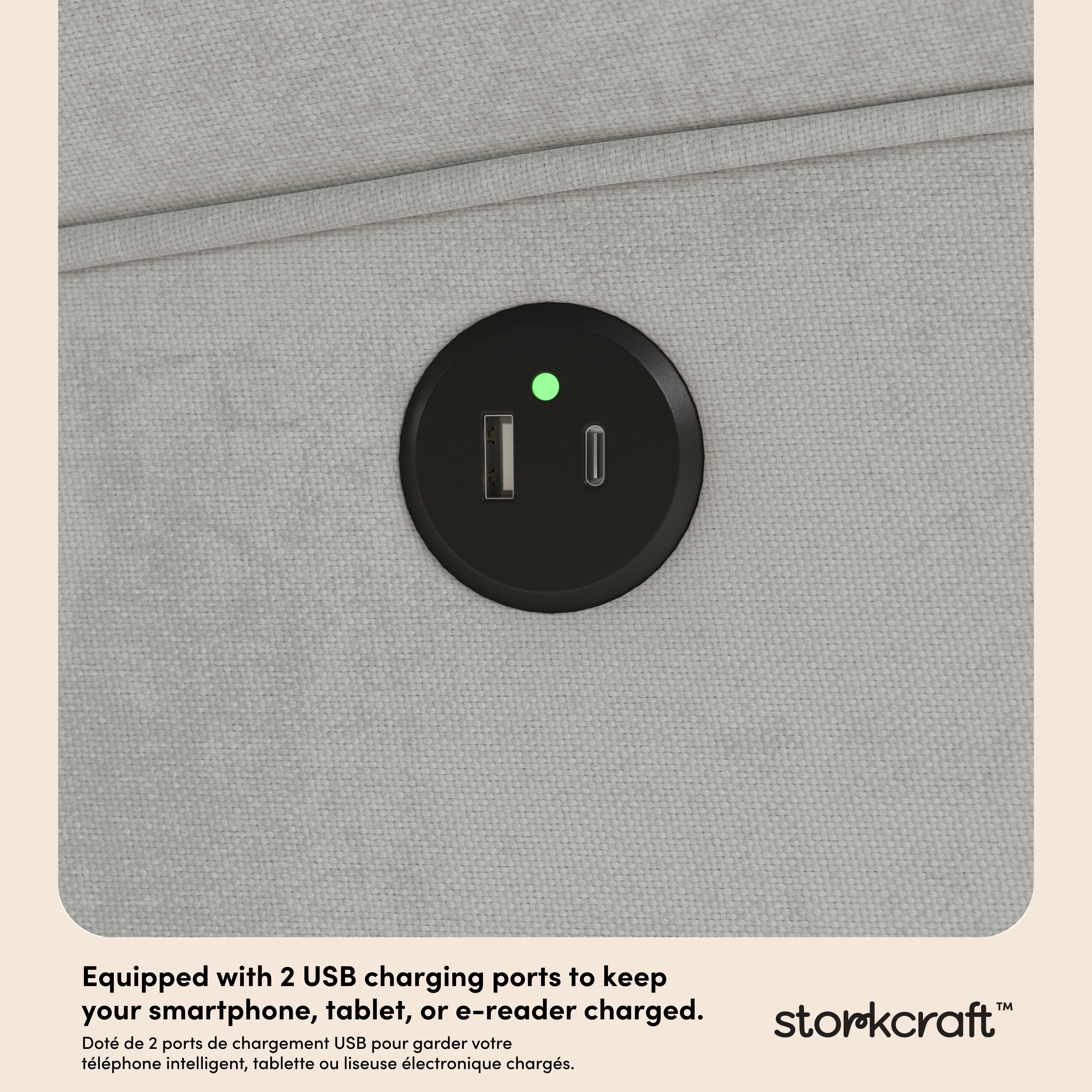 Serenity steel recliner dual USB ports callout