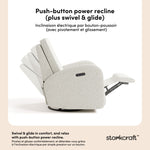 Santa Monica ivory boucle recliner power recline callout