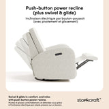 Santa Monica ivory boucle recliner power recline callout