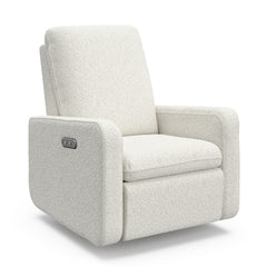 Teddi ivory boucle power recliner angle view