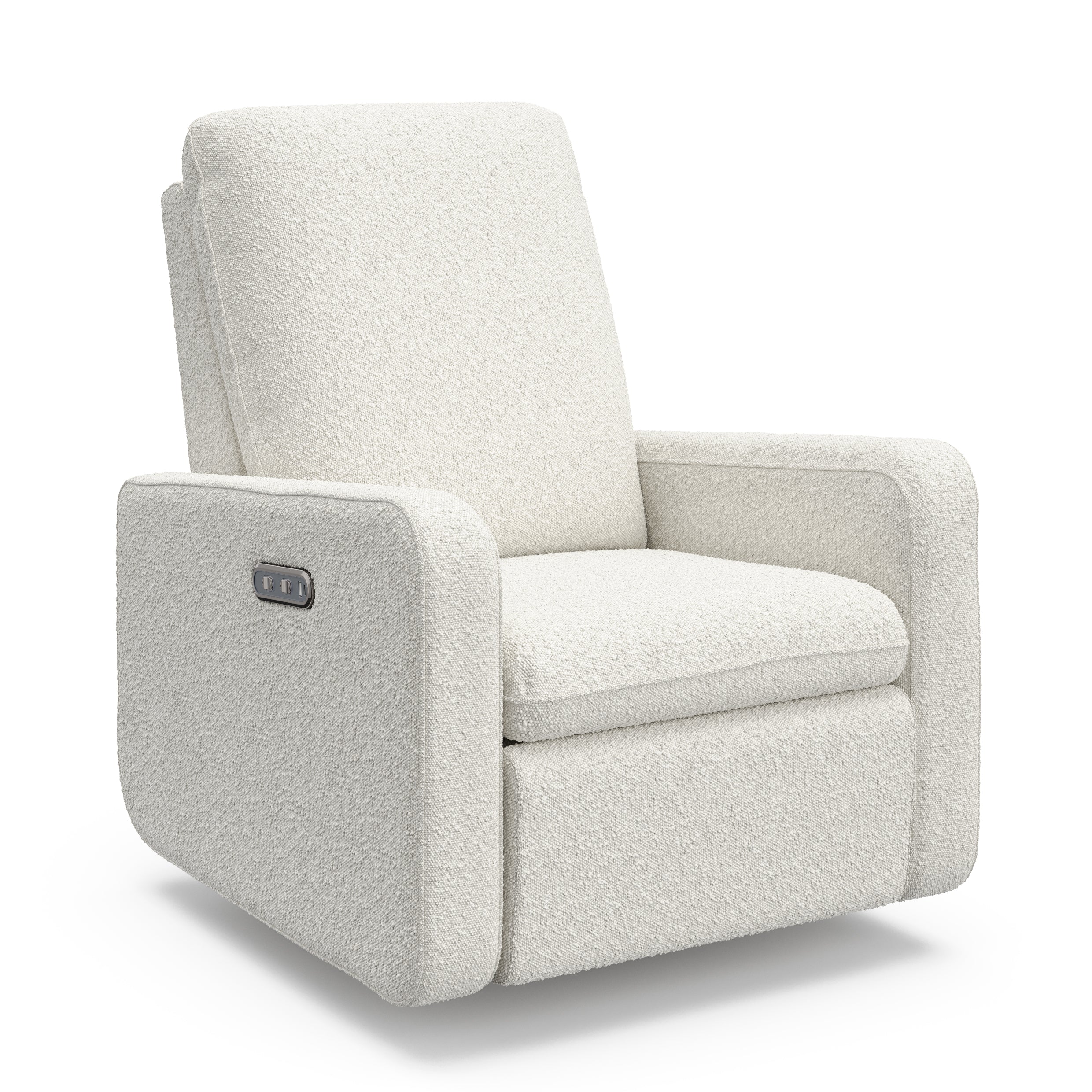 Teddi ivory boucle power recliner angle view