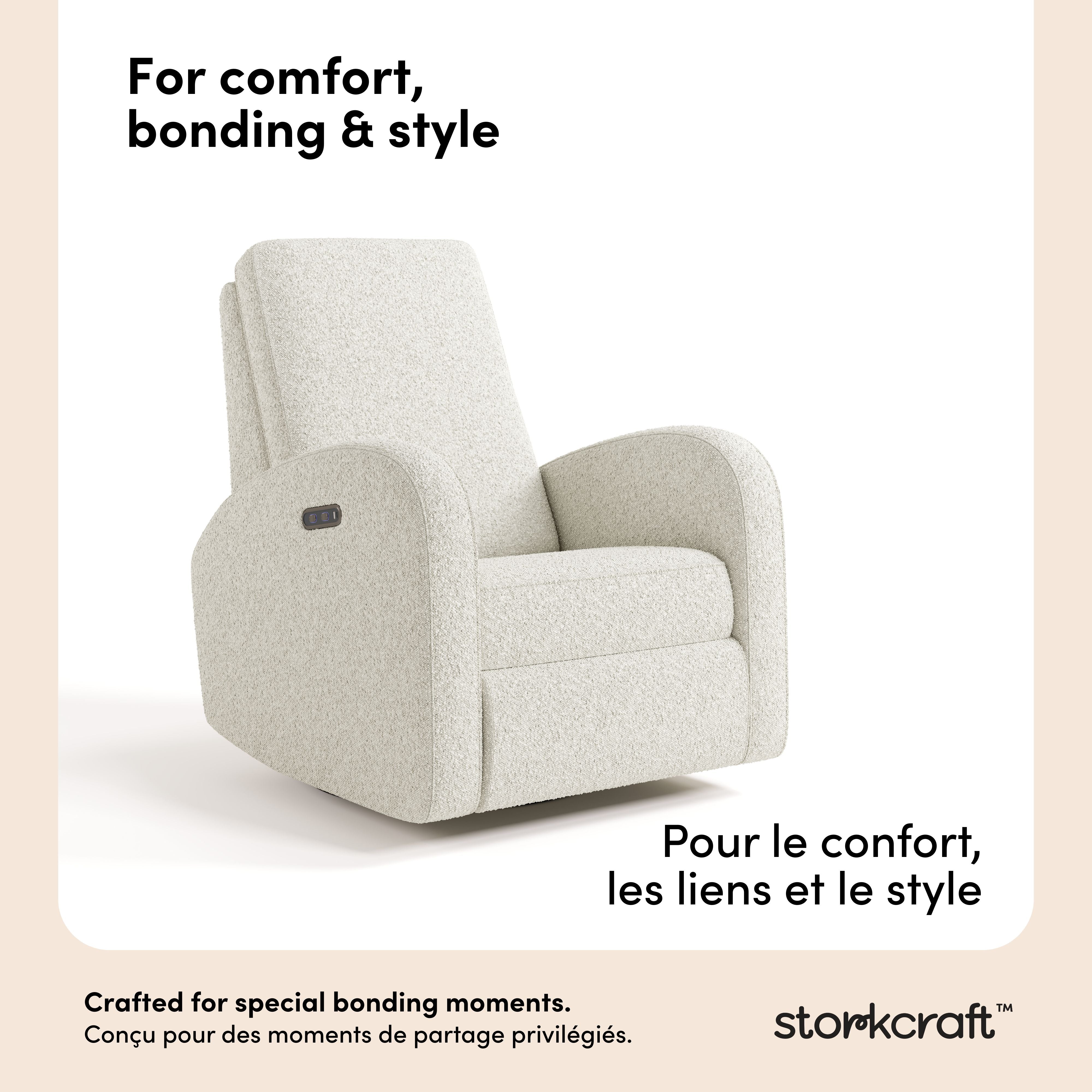 Santa Monica ivory boucle recliner style callout