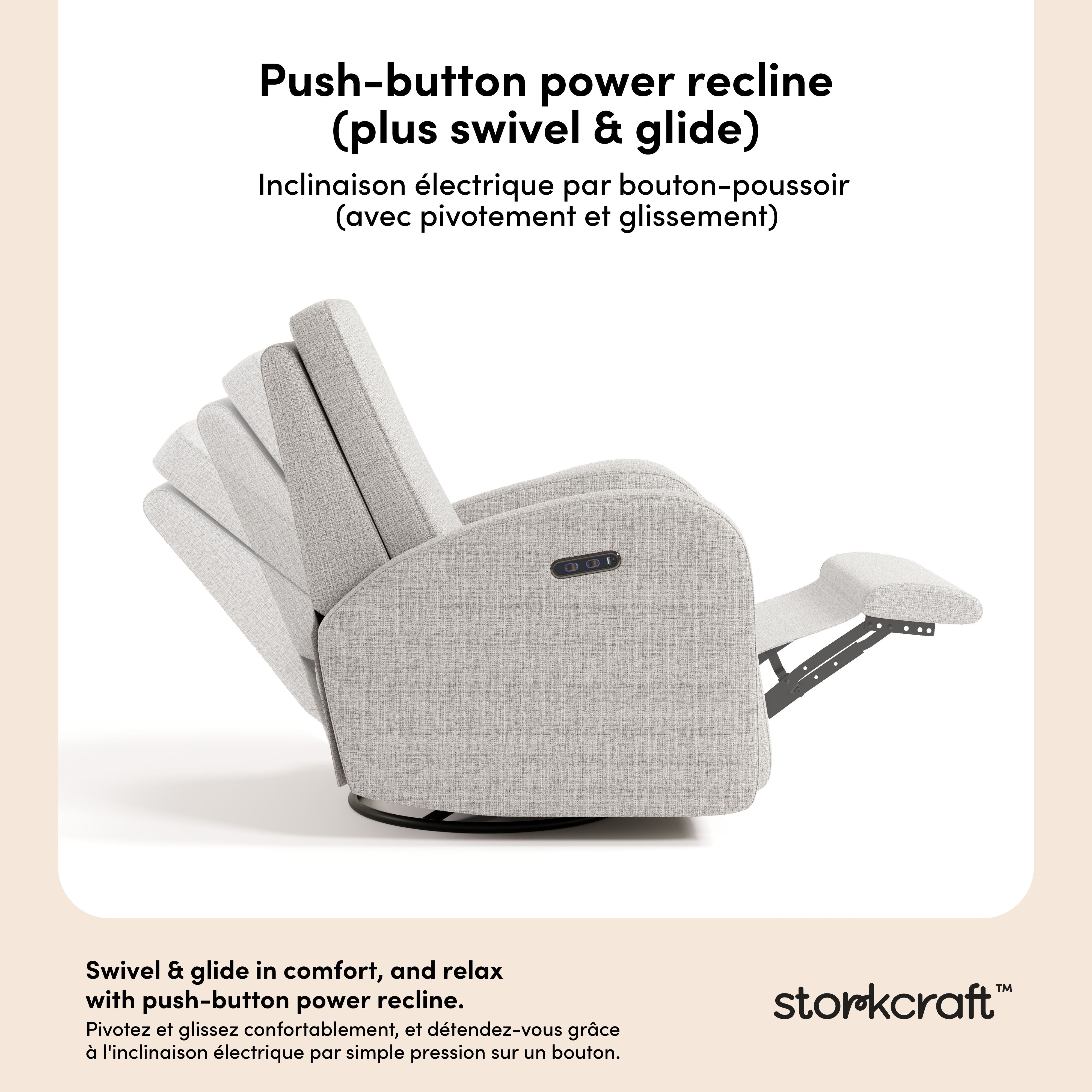 Santa Monica steel basketweave recliner power recline callout