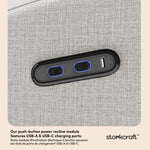 Santa Monica steel basketweave recliner dual USB ports callout