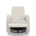 Front view of an dune basketweave reclining glider in a reclined position