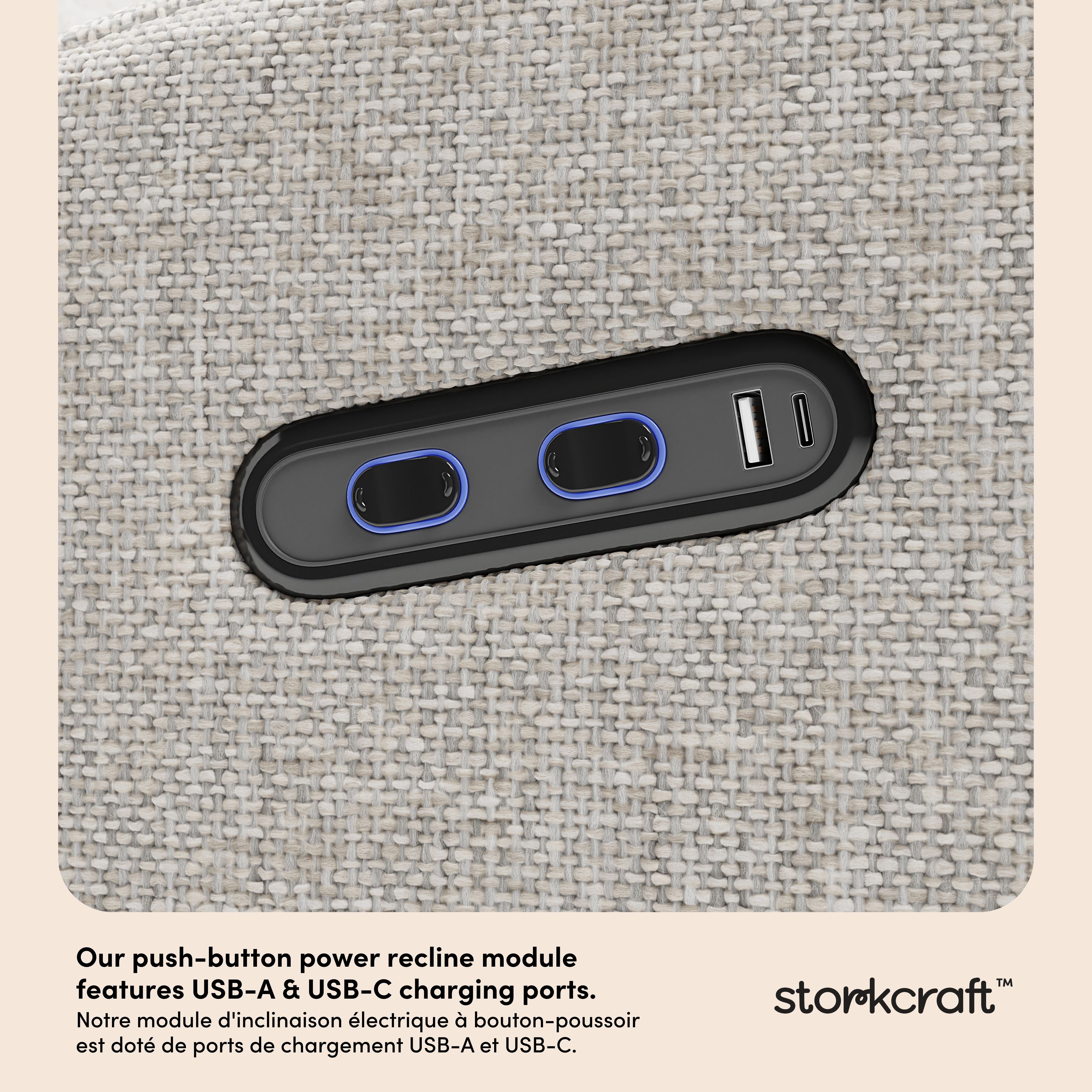 Santa Monica dune basketweave recliner dual USB ports callout