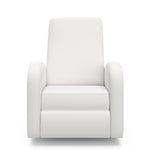 Front view of an ivory basketweave reclining glider