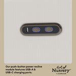 Santorini ivory basketweave glider dual USB ports callout