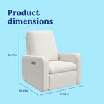 Teddi ivory boucle recliner with dimensions