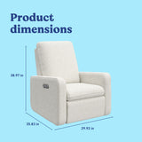 Teddi ivory boucle recliner with dimensions
