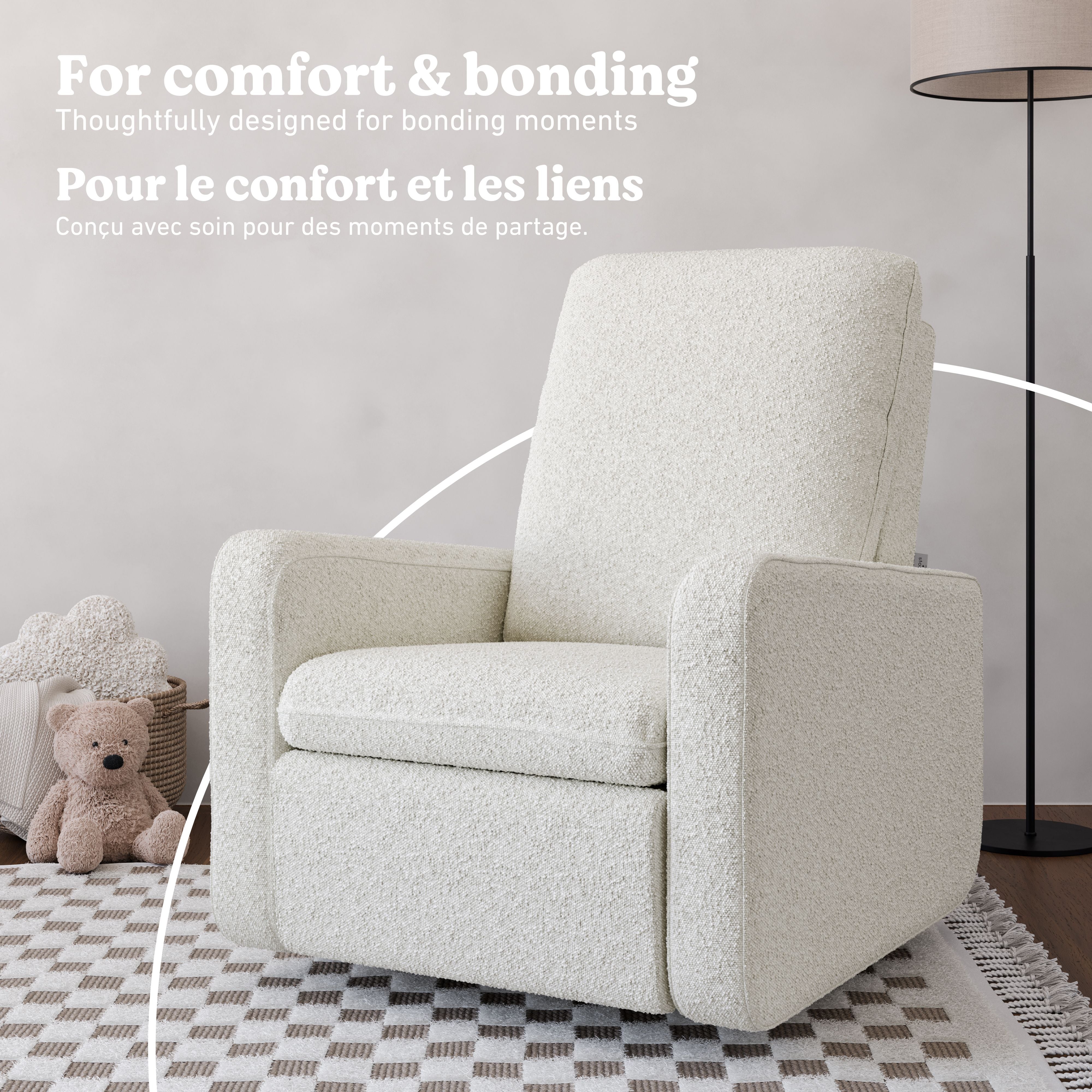 Teddi ivory boucle power recliner style callout