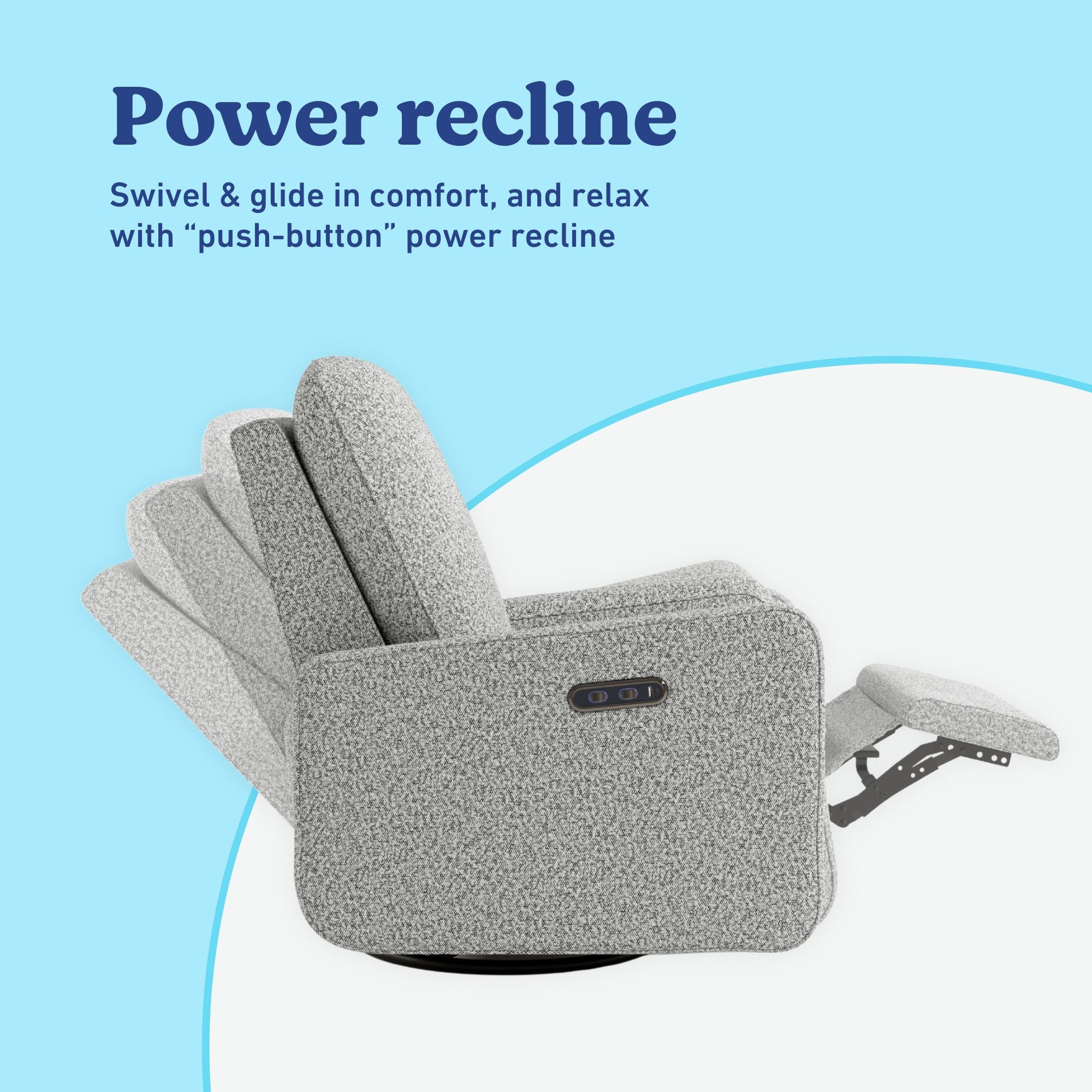 Teddi salt and pepper boucle power recliner power recline callout