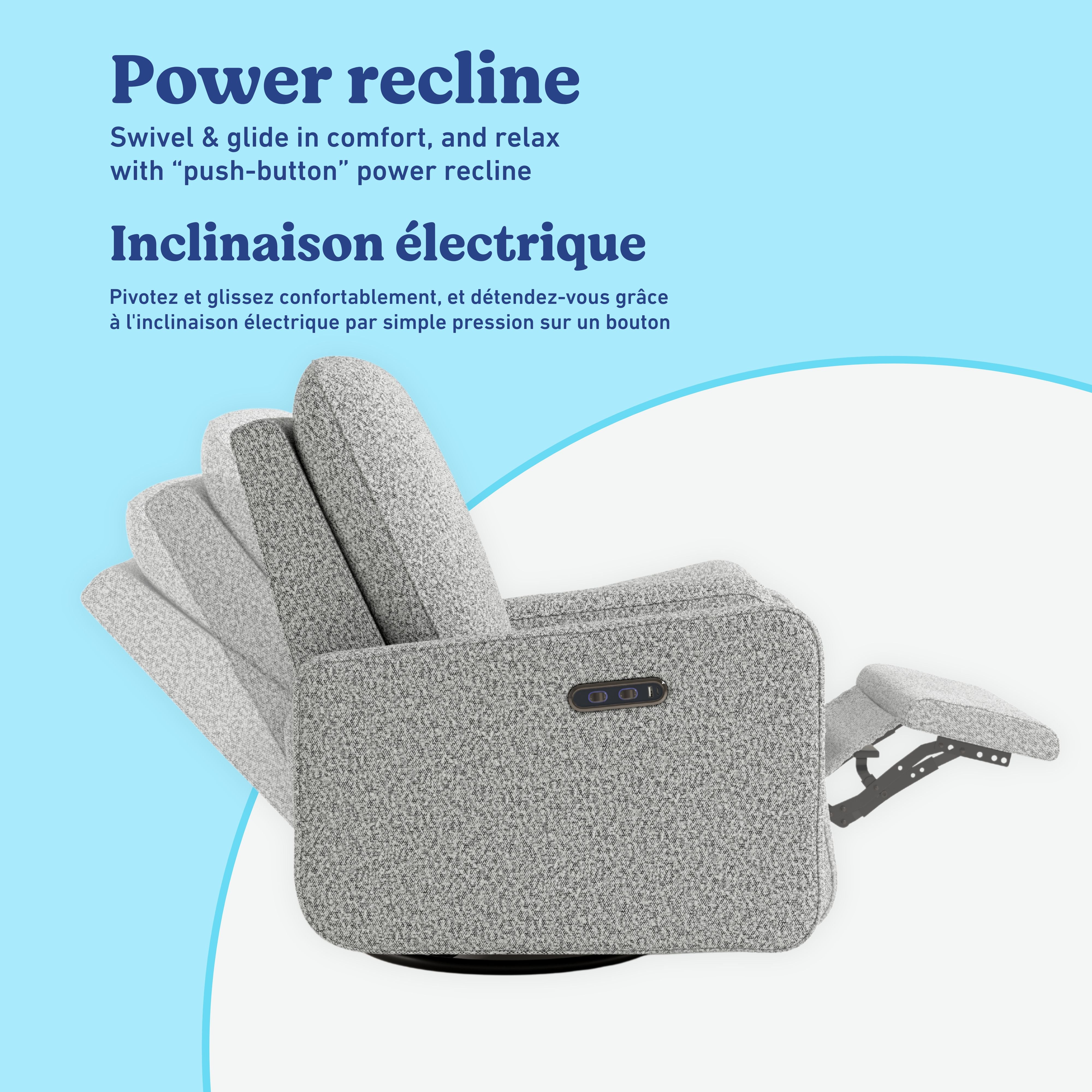 Teddi salt and pepper boucle power recliner power recline callout