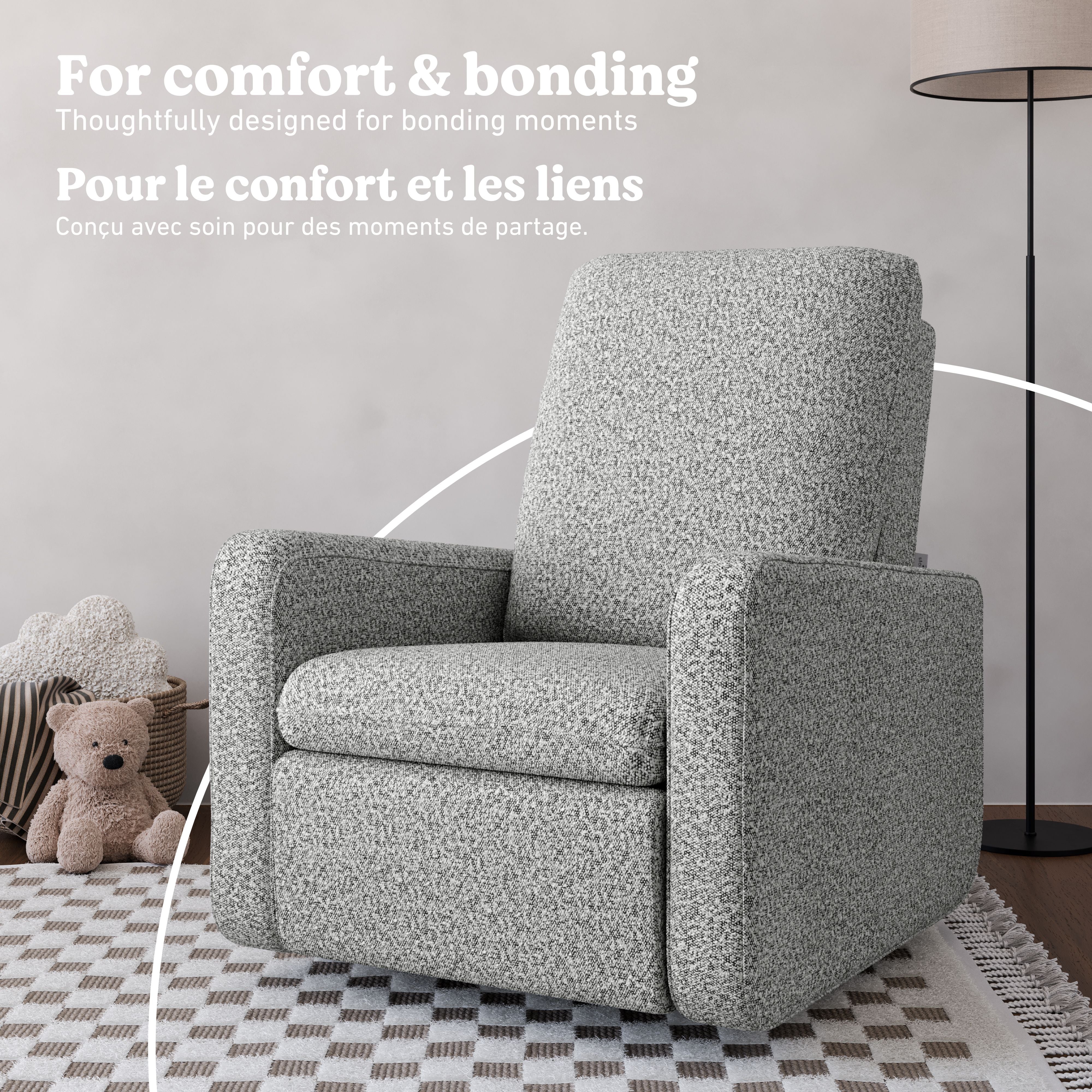 Teddi salt and pepper boucle power recliner style callout