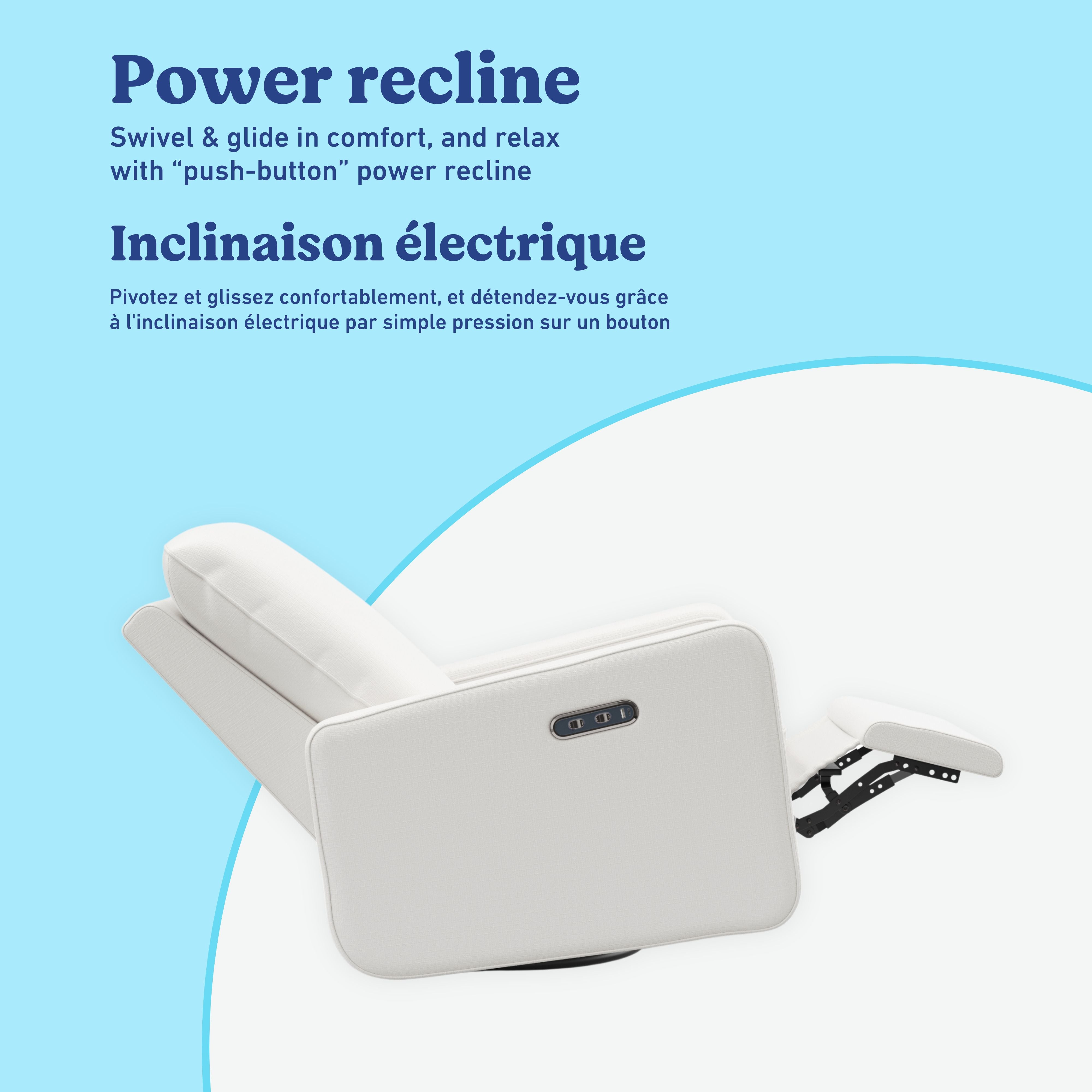 Teddi ivory basketweave power recliner power recline callout