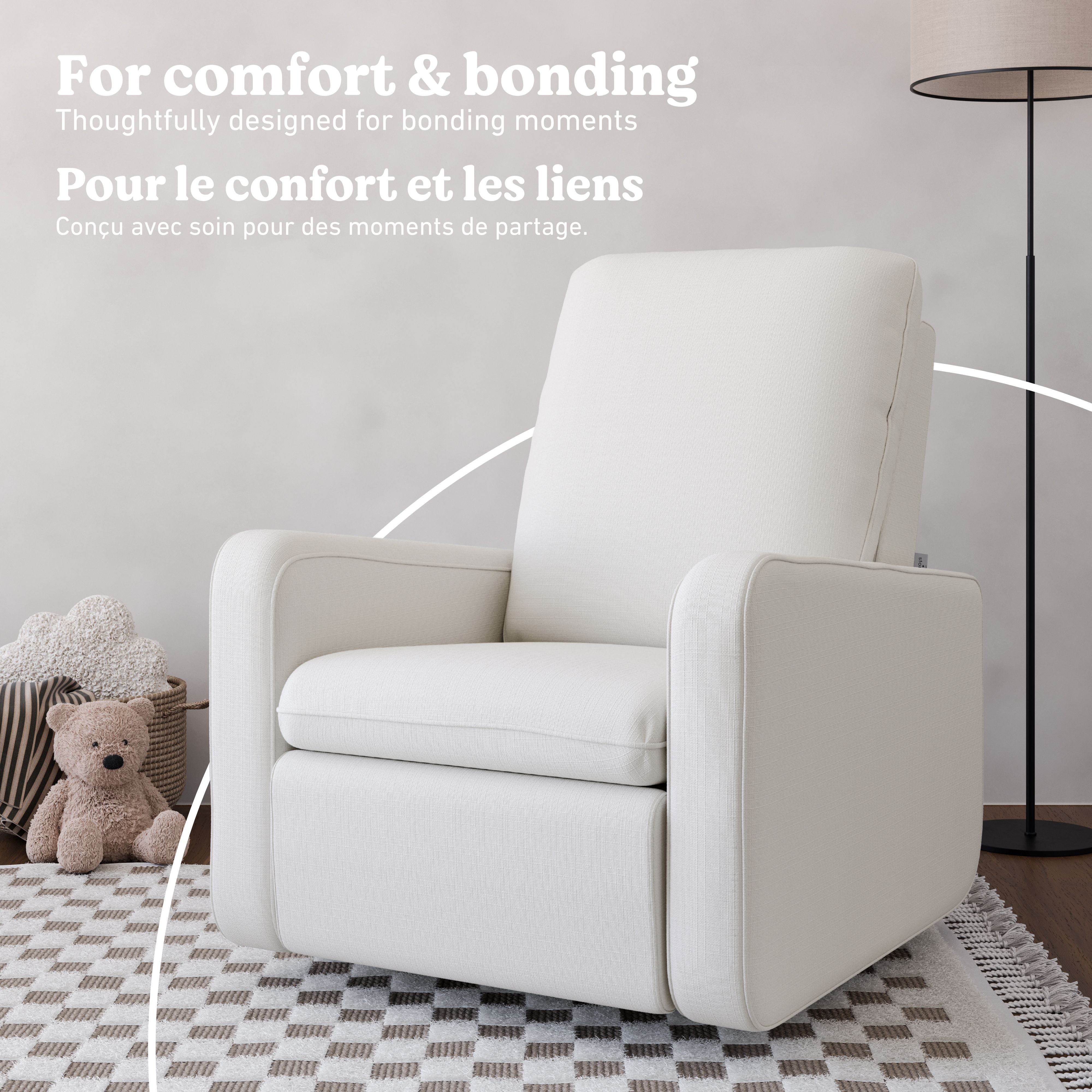 Teddi ivory basketweave power recliner style callout