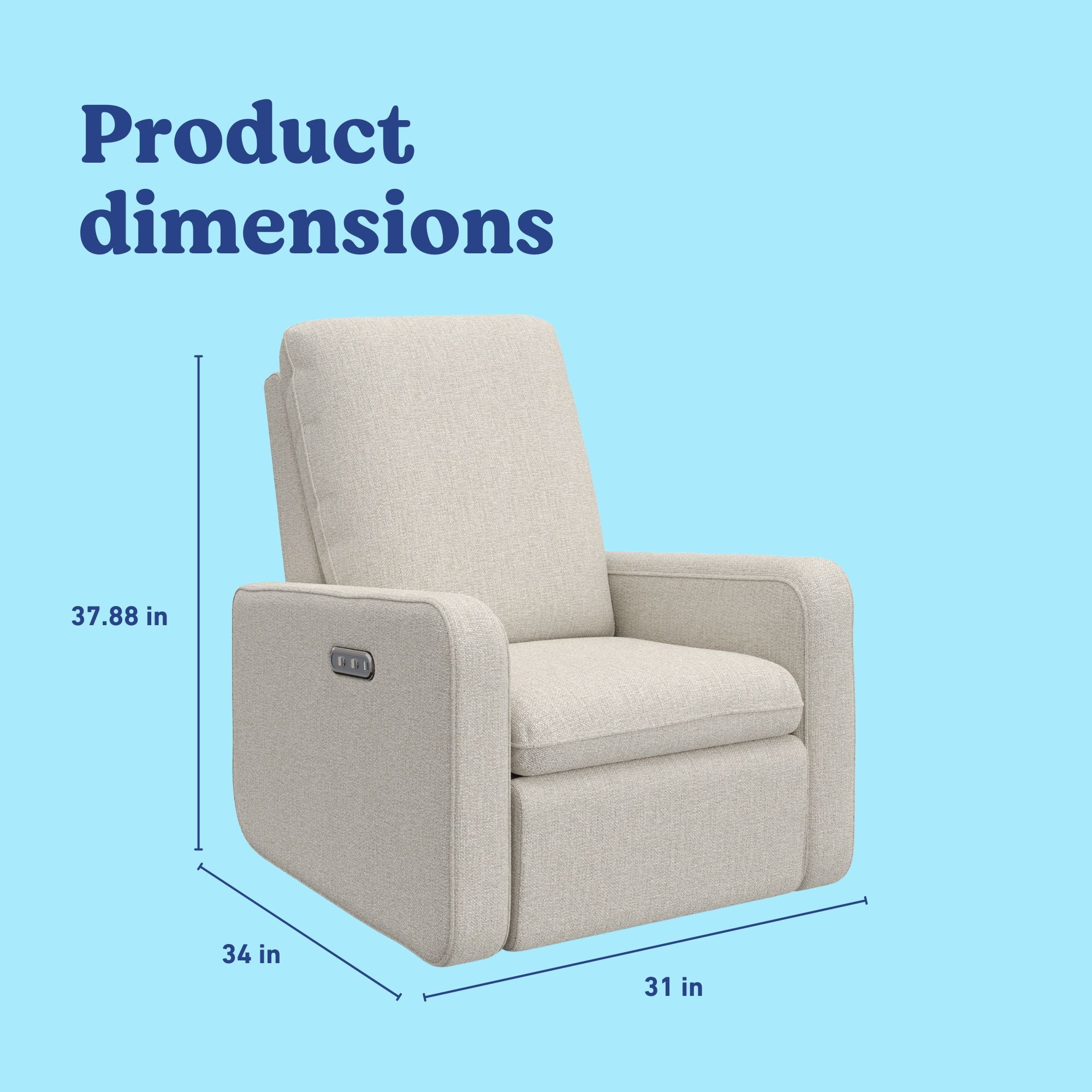Teddi dune basketweave power recliner with dimensions