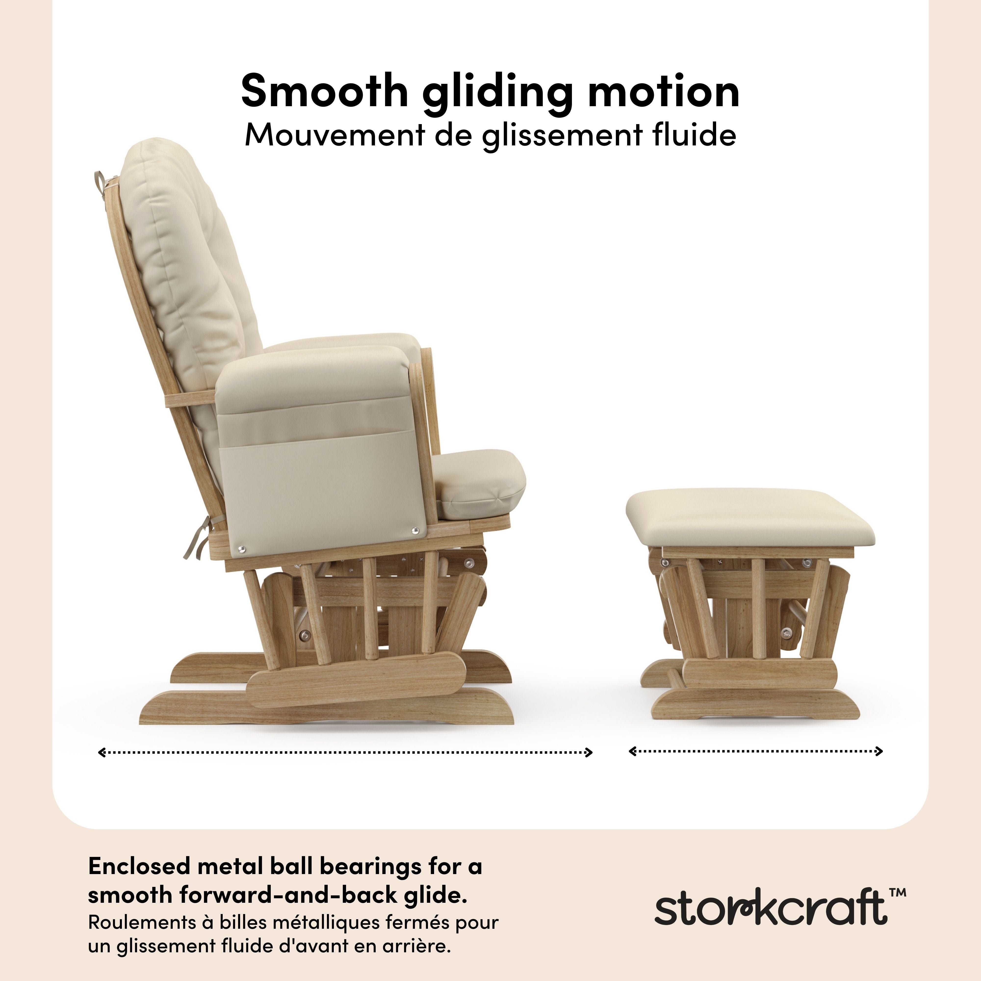 Hoop natural with beige glider and ottoman motion callout