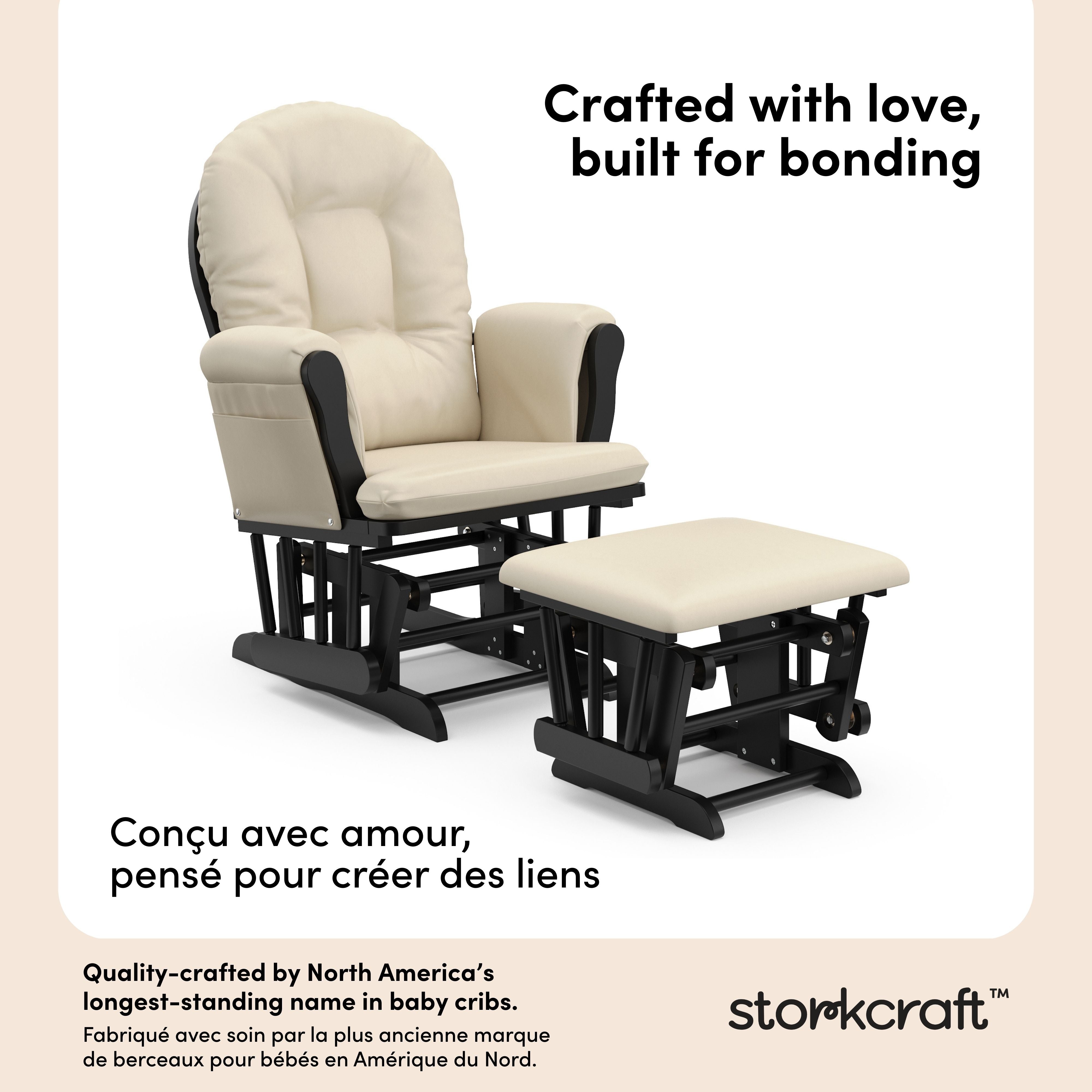 Hoop black with beige glider and ottoman style callout