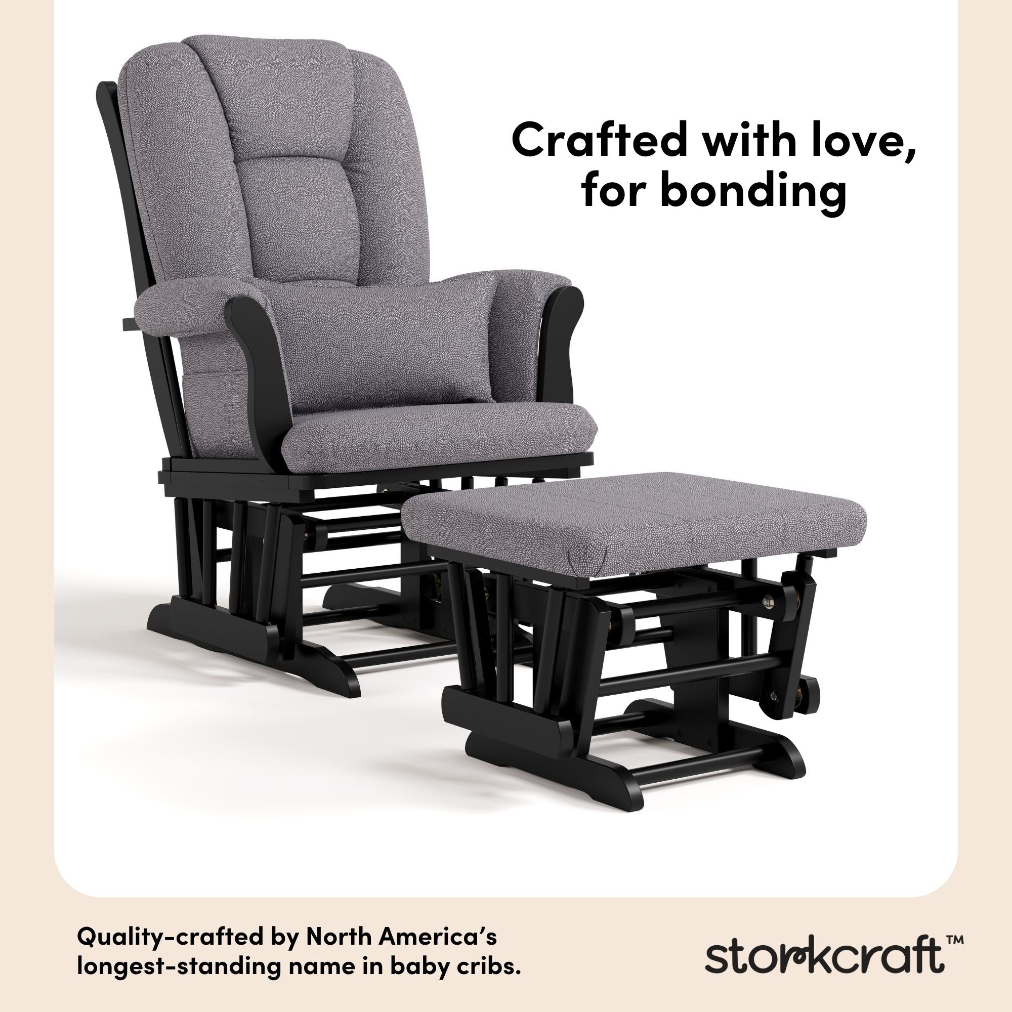 Tuscany black with gray swirl glider and ottoman style callout