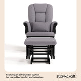 Tuscany black with gray swirl glider and ottoman lumbar cushion callout
