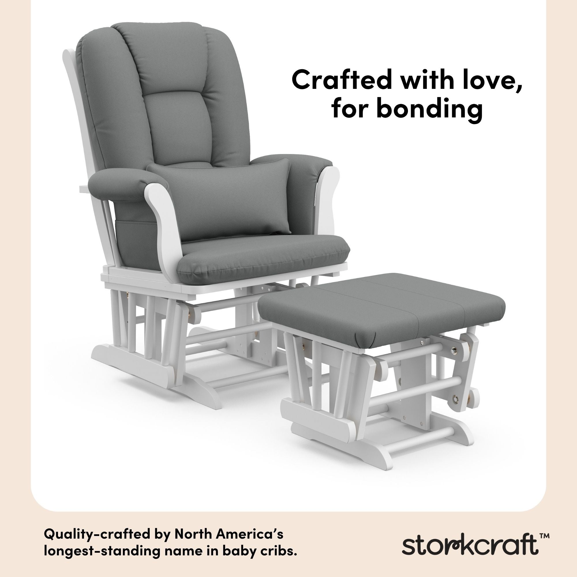 Tuscany white with gray glider and ottoman style callout