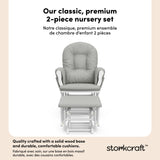 Hoop white with light gray glider and ottoman 2-piece set callout