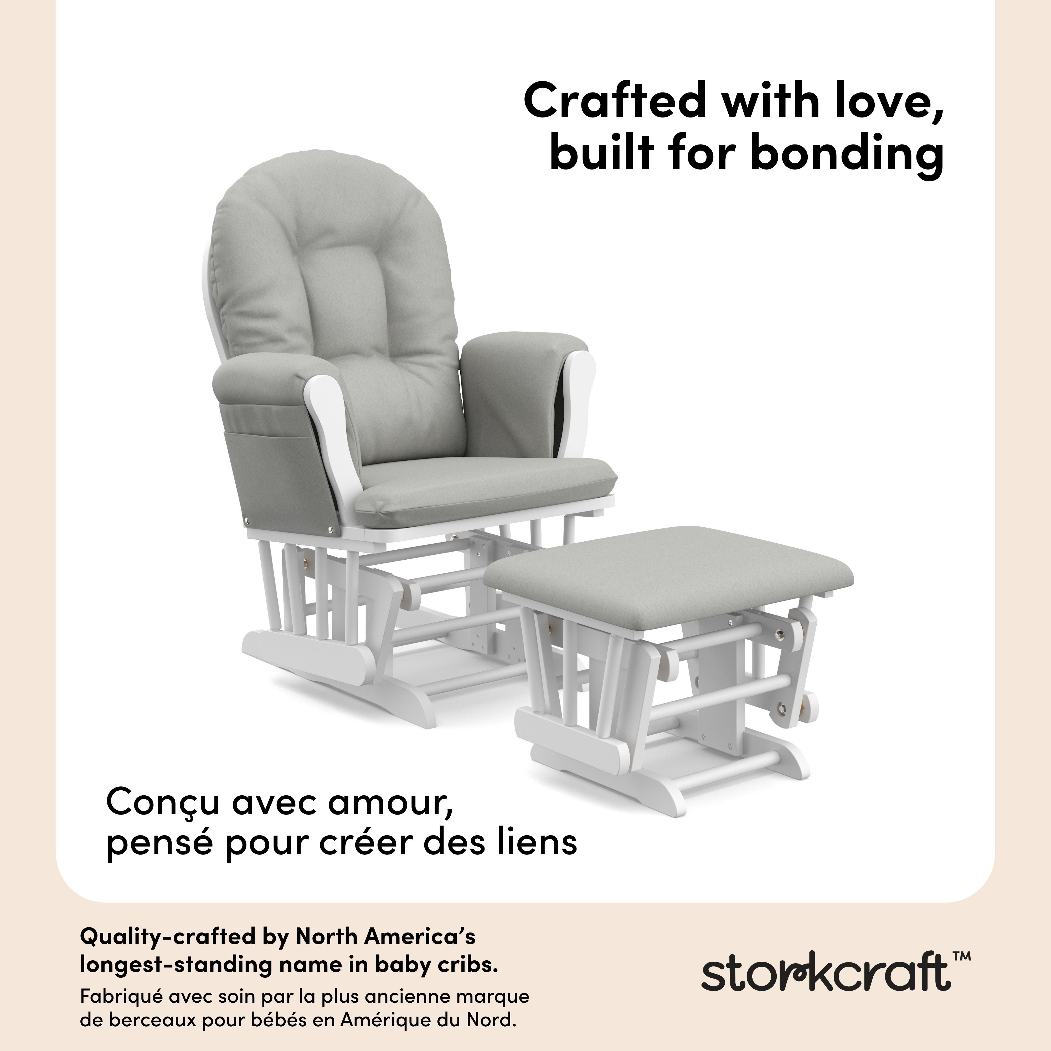 Hoop white with light gray glider and ottoman style callout