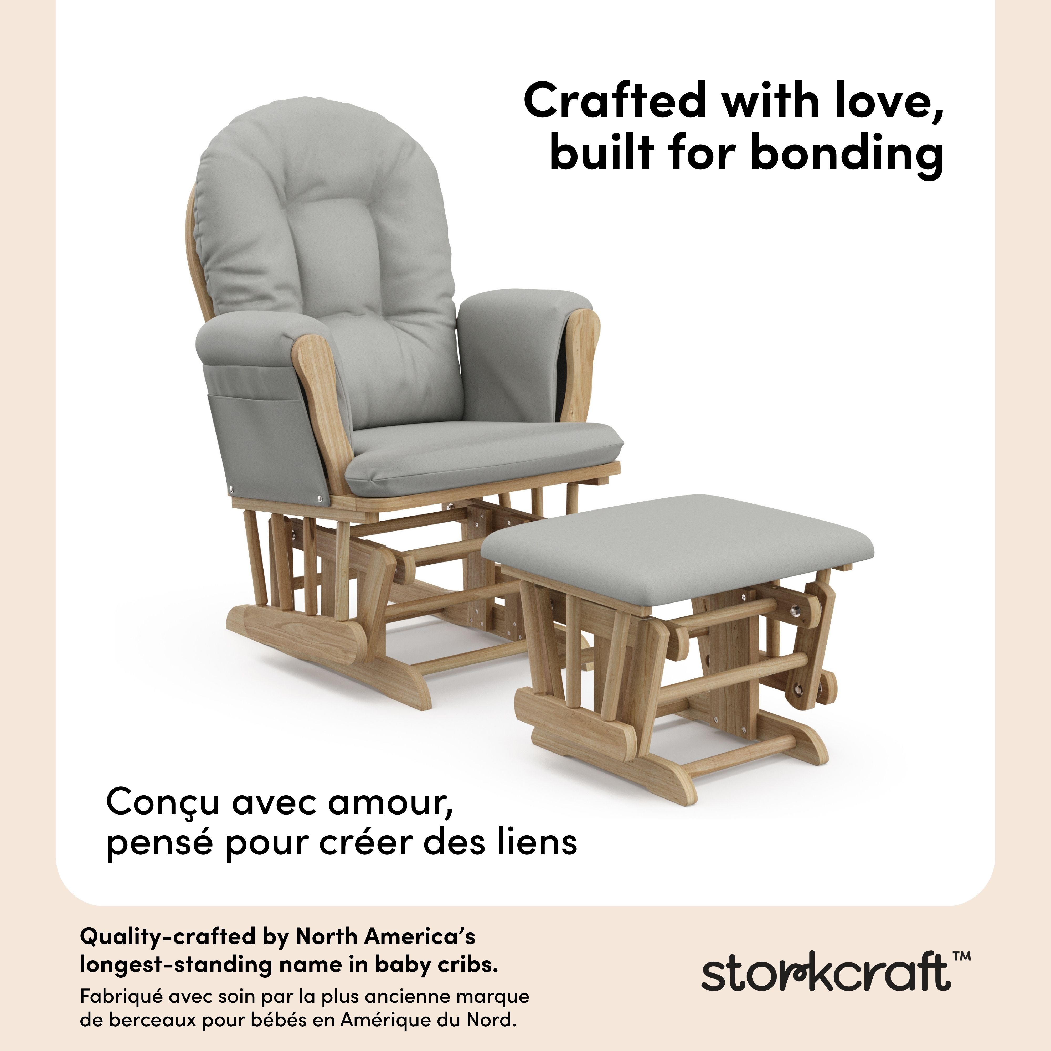 Hoop natural with light gray glider and ottoman style callout