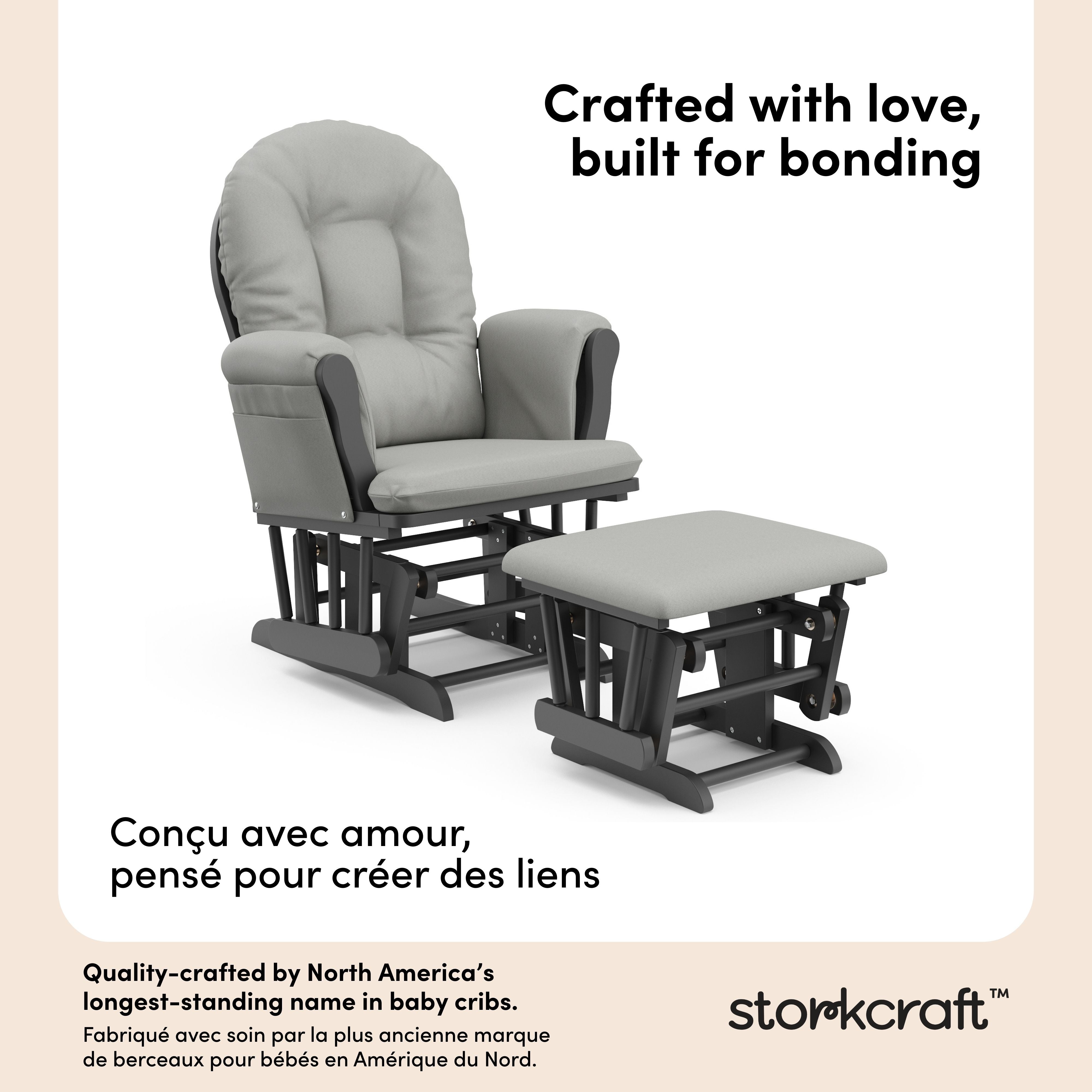 Hoop gray with light gray glider and ottoman style callout