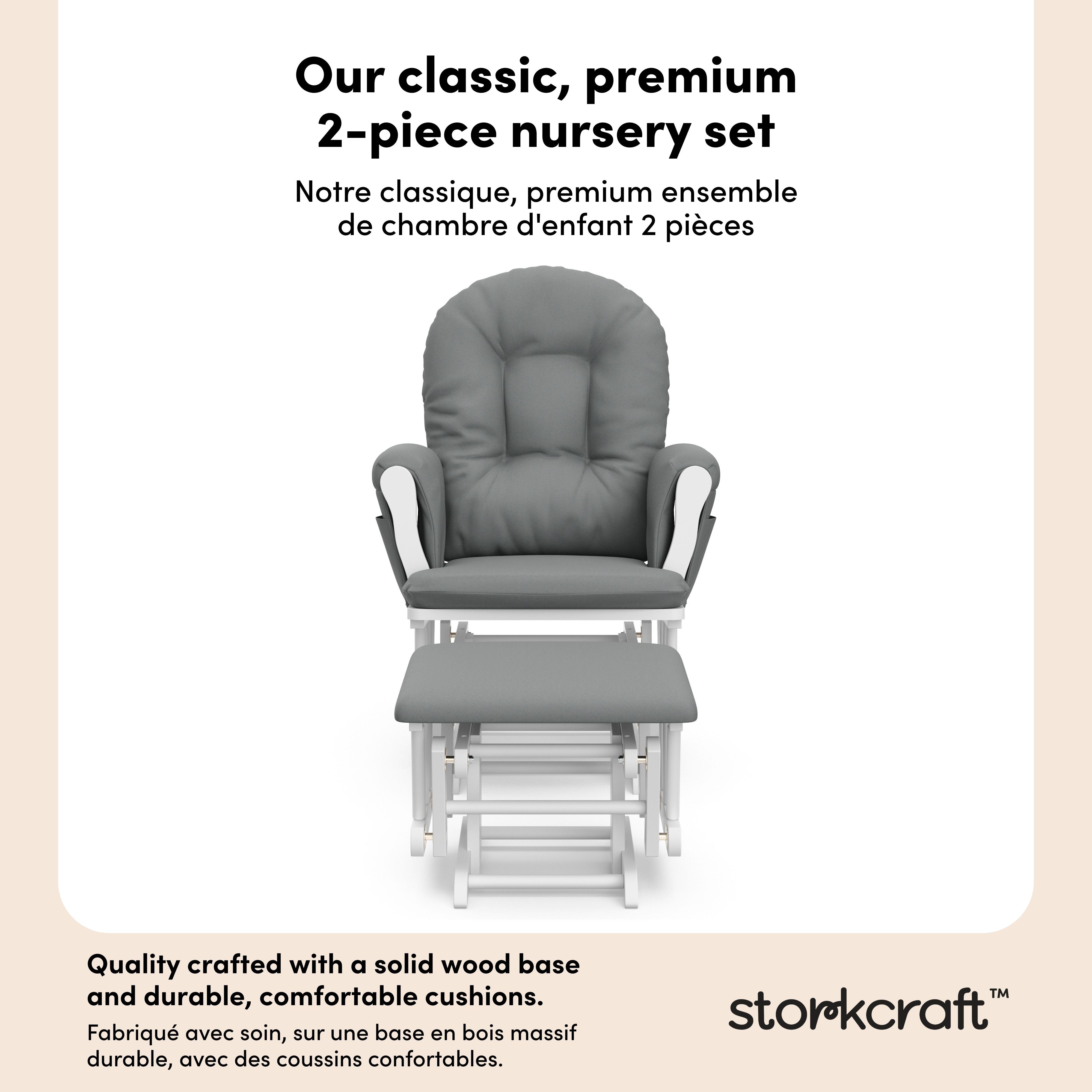 Hoop white with gray glider and ottoman 2-piece set callout