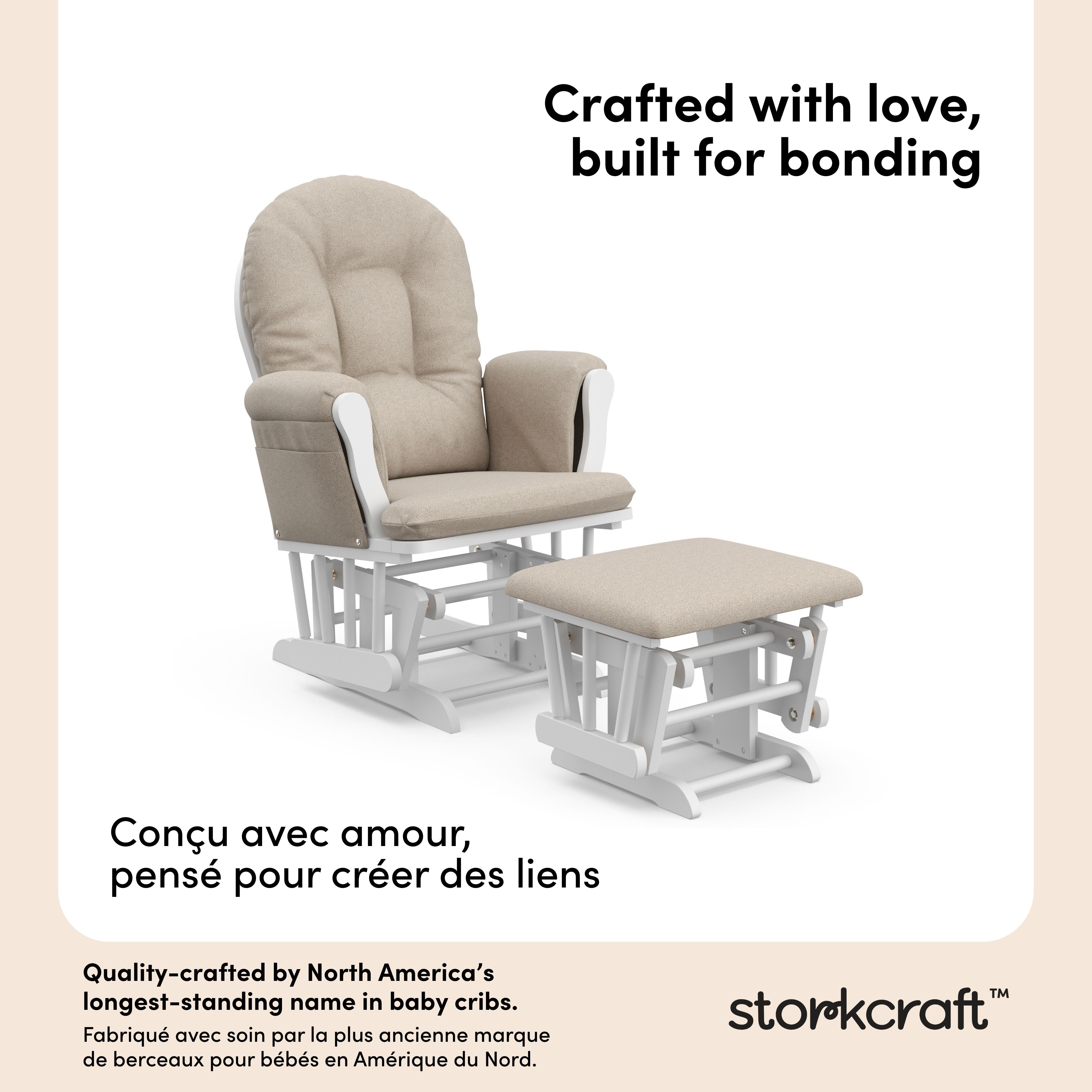 Hoop white with taupe swirl glider and ottoman style callout