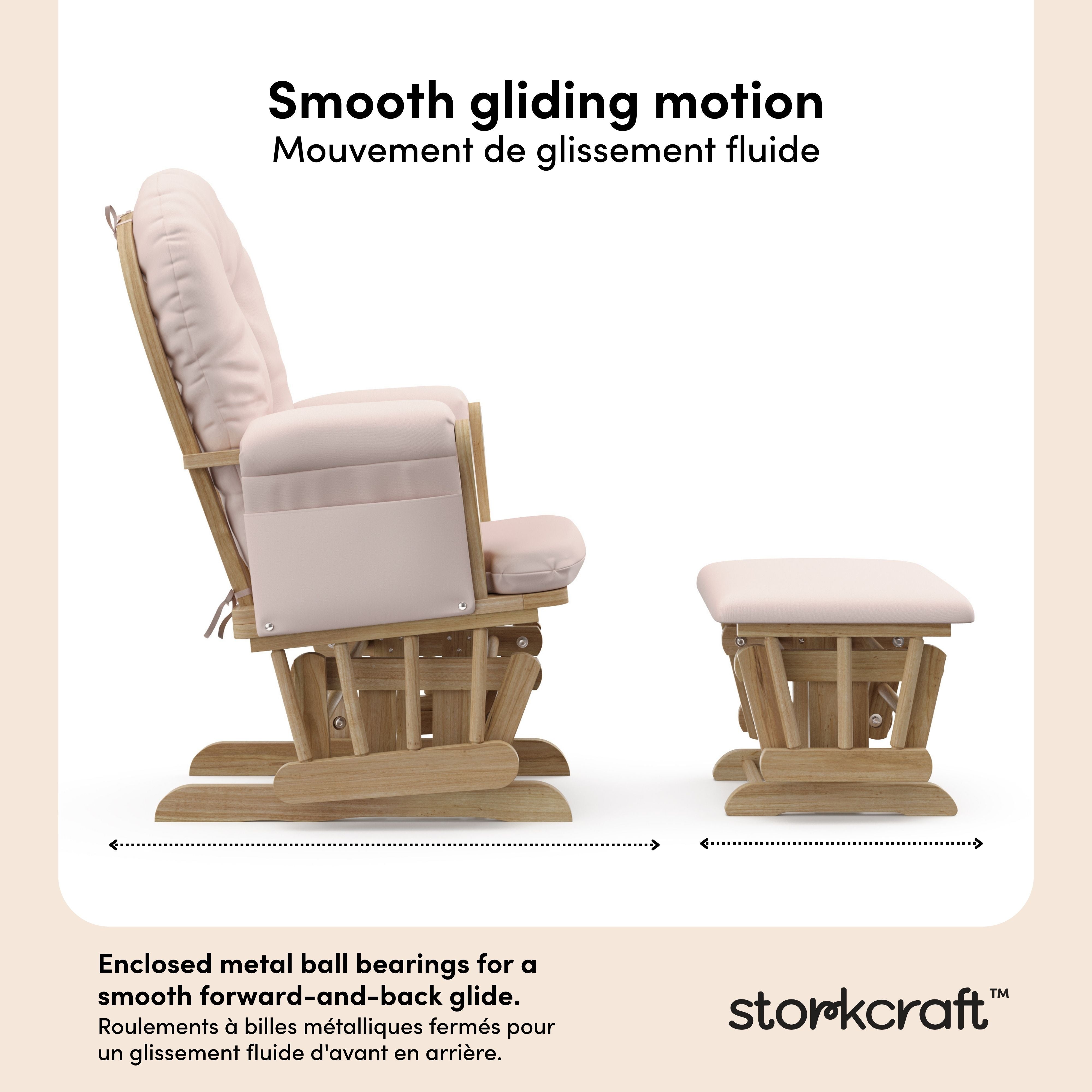 Hoop natural with pink glider and ottoman motion callout