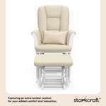 Tuscany white with beige glider and ottoman lumbar cushion callout