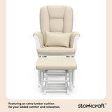 Tuscany white with beige glider and ottoman lumbar cushion callout