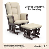 Tuscany espresso with beige glider and ottoman style callout