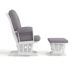 Tuscany white with gray swirl glider and ottoman side view