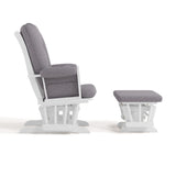 Tuscany white with gray swirl glider and ottoman side view