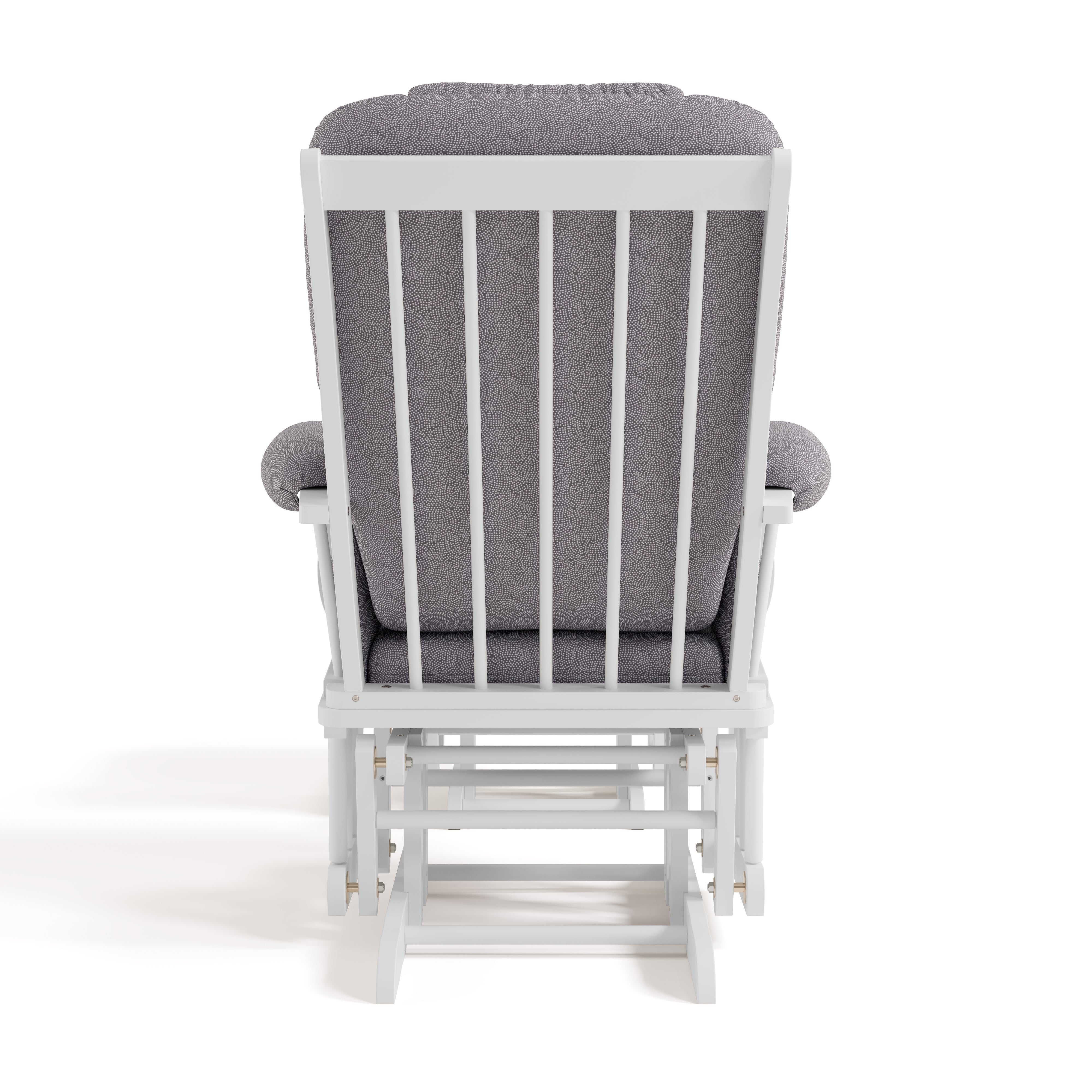 Tuscany white with gray swirl glider and ottoman back view