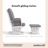 Tuscany white with gray swirl glider and ottoman smooth gliding motion callout