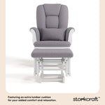 Tuscany white with gray swirl glider and ottoman lumbar cushion callout